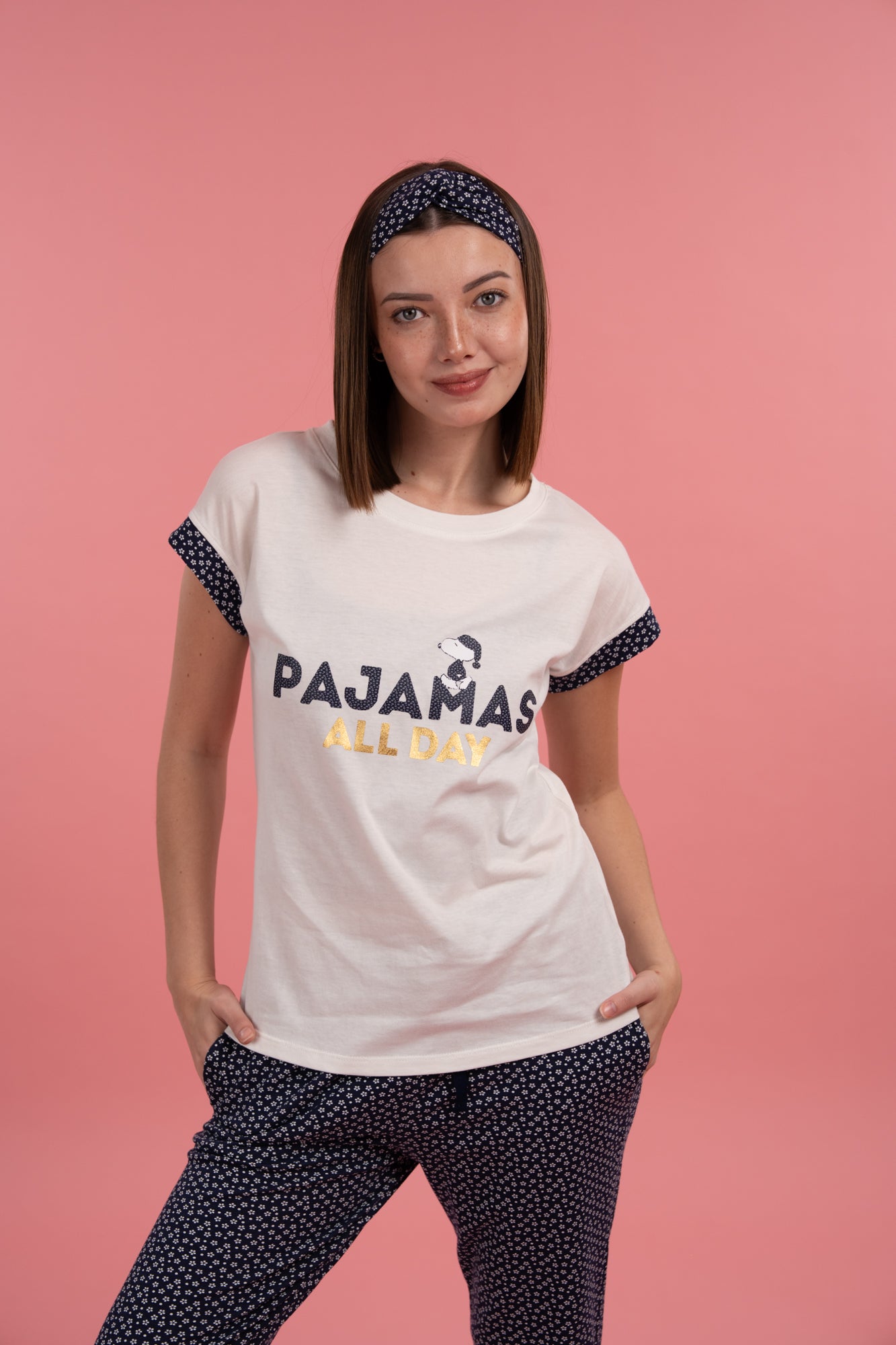 Pijama All pijamas 2 piezas , blusa manga corta y pantalón con bolsas