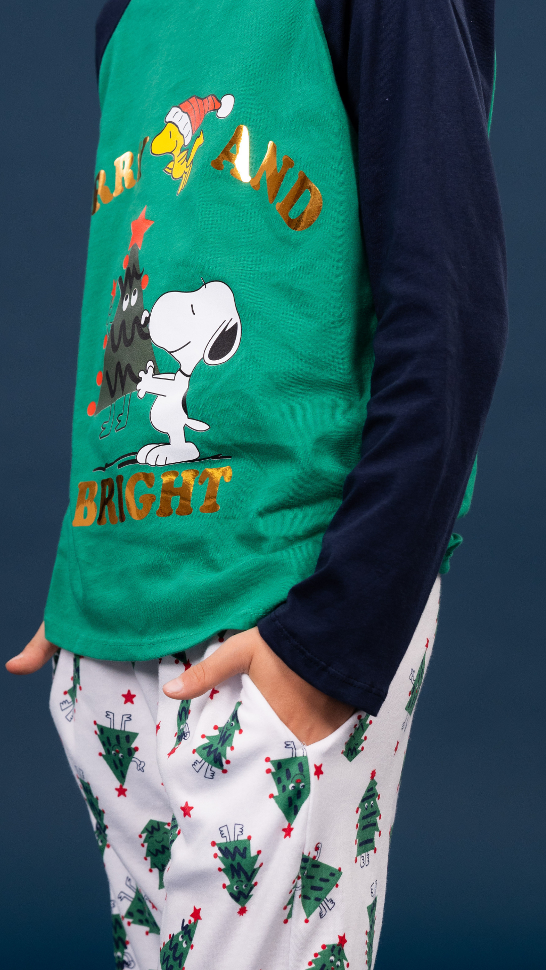 Pijama Merry de Tshirt manga larga y pantalon con bolsas