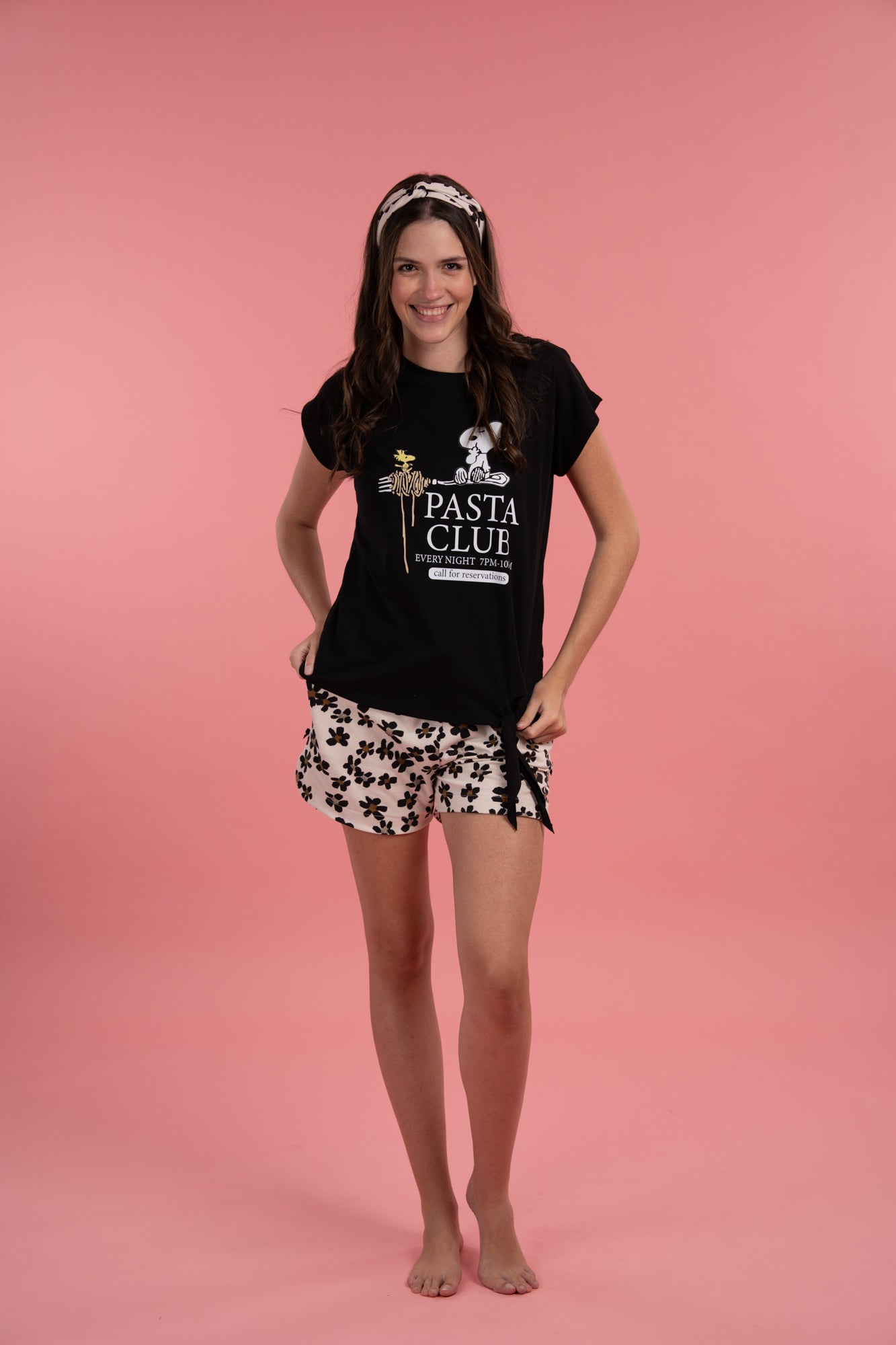 Pijama Pasta Snoopy 2 piezas , blusa manga corta y short con bolsas
