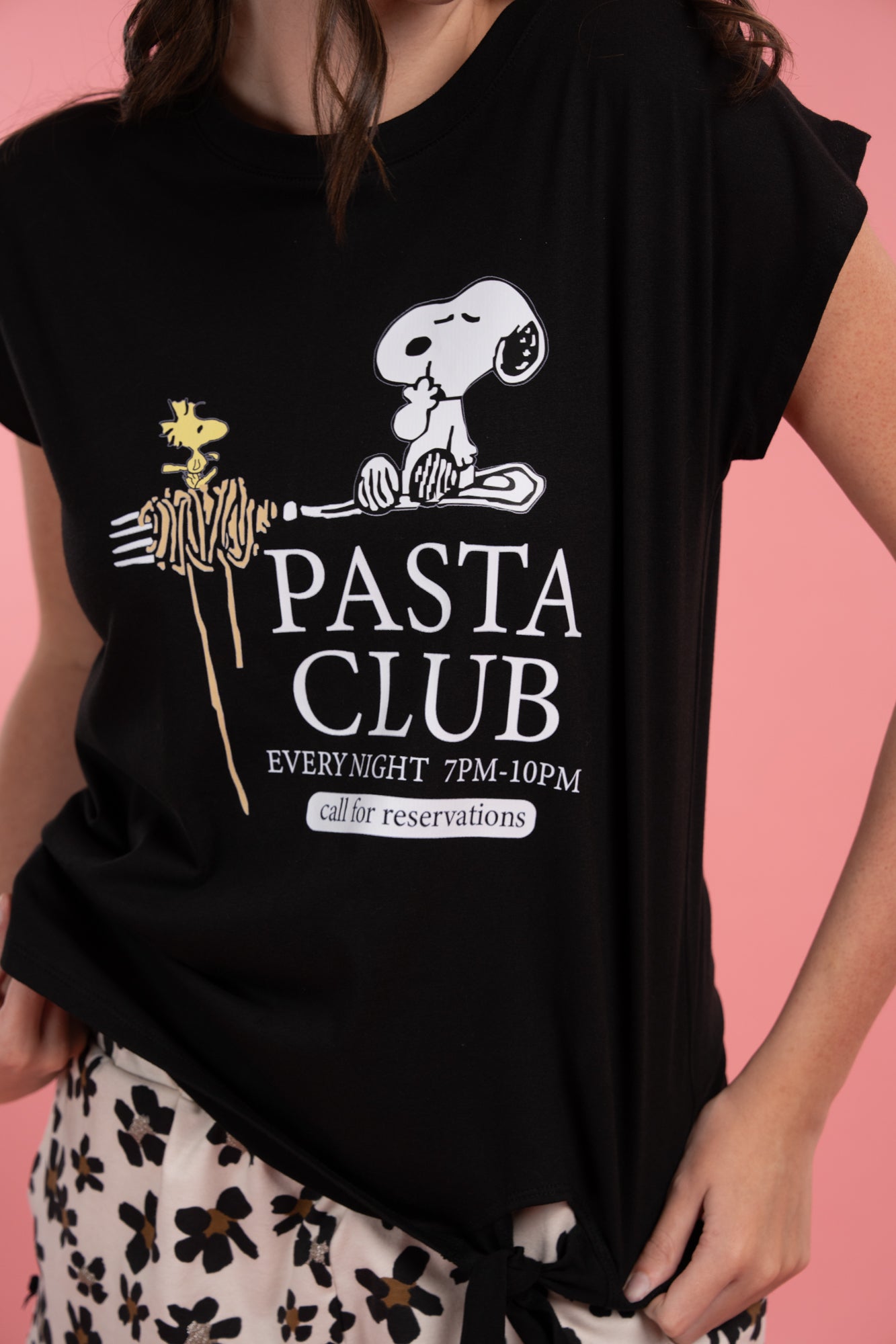 Pijama Pasta Snoopy 2 piezas , blusa manga corta y short con bolsas