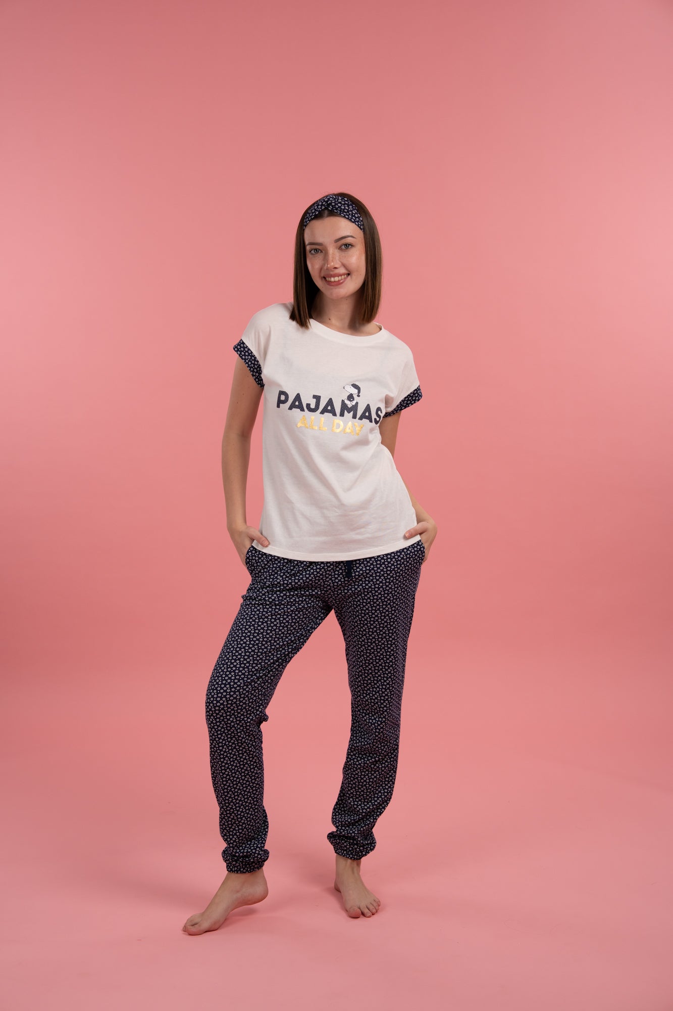 Pijama All pijamas 2 piezas , blusa manga corta y pantalón con bolsas