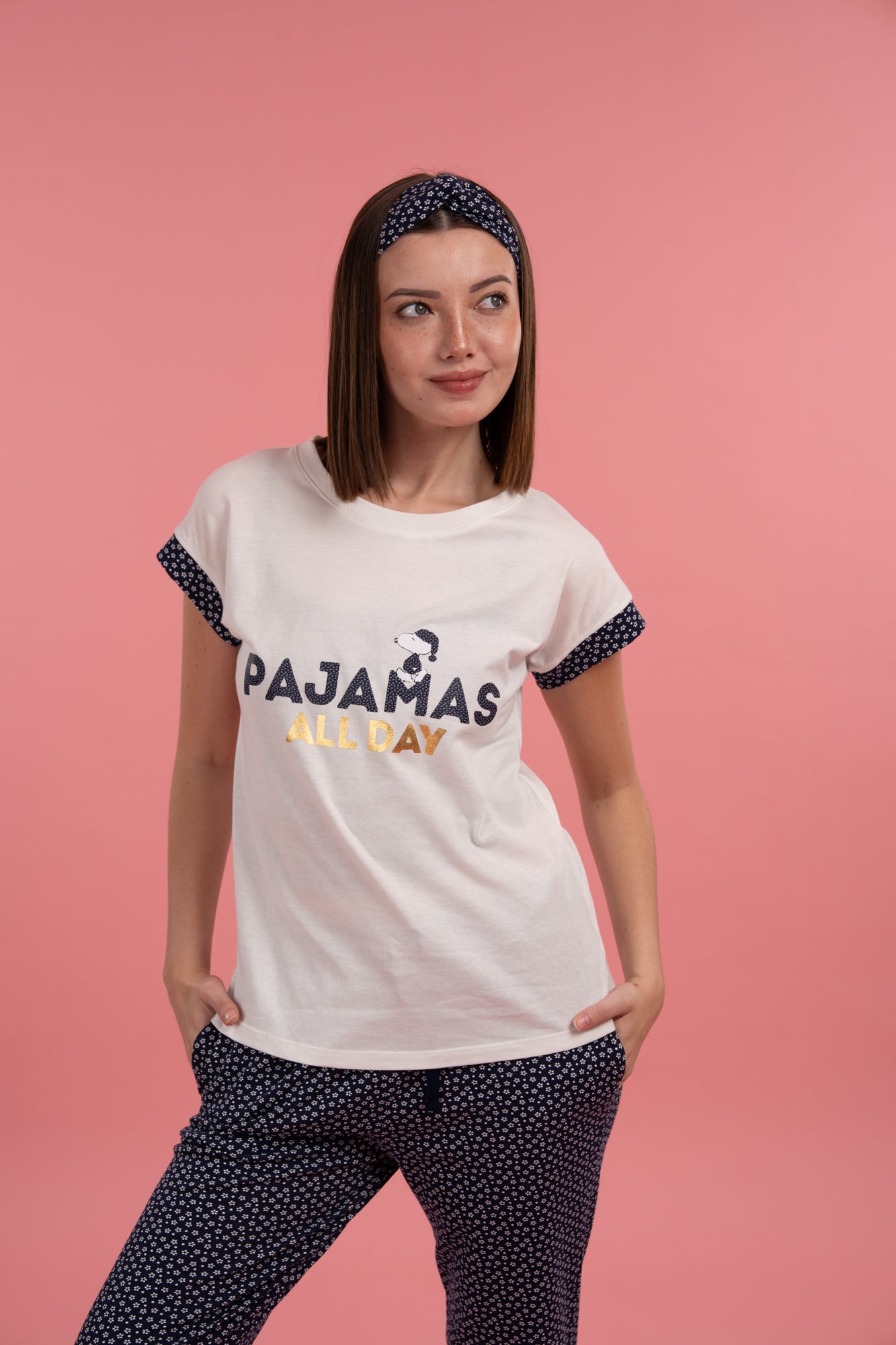 Pijama All pijamas 2 piezas , blusa manga corta y pantalón con bolsas