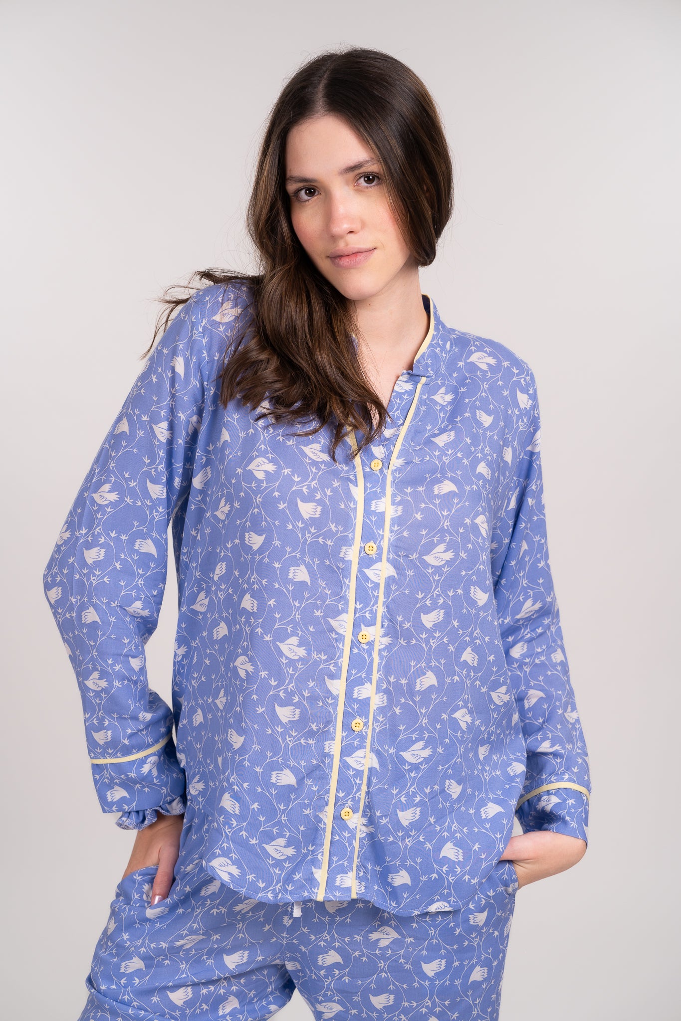 Pijama Camisera Dove Blusa de botones Manga larga y pantalón