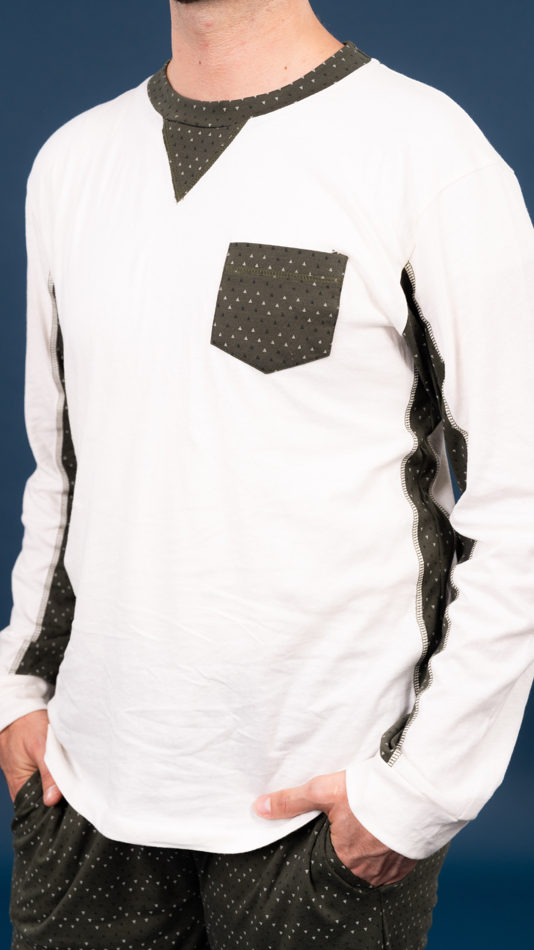 Pijama Erick de Tshirt manga larga y pantalon recto con bolsas