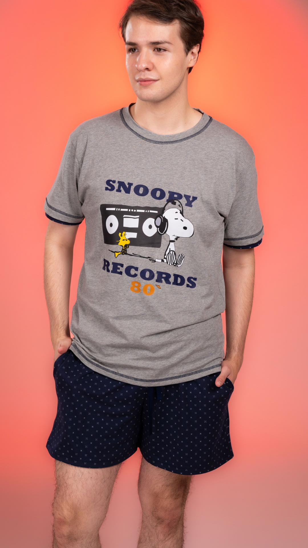 Pijama Record 2 piezas , camisa manga corta , y short con bolsas