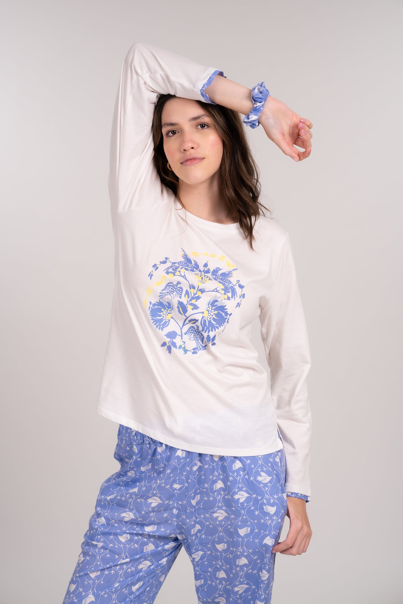 Pijama Clásica Dove blusa y pantalón