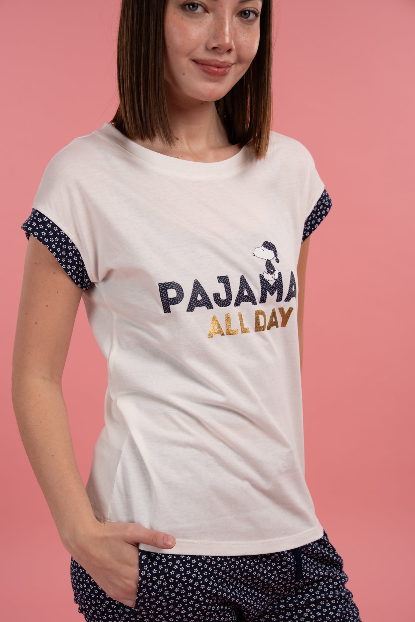 Pijama All pijamas 2 piezas , blusa manga corta y pantalón con bolsas