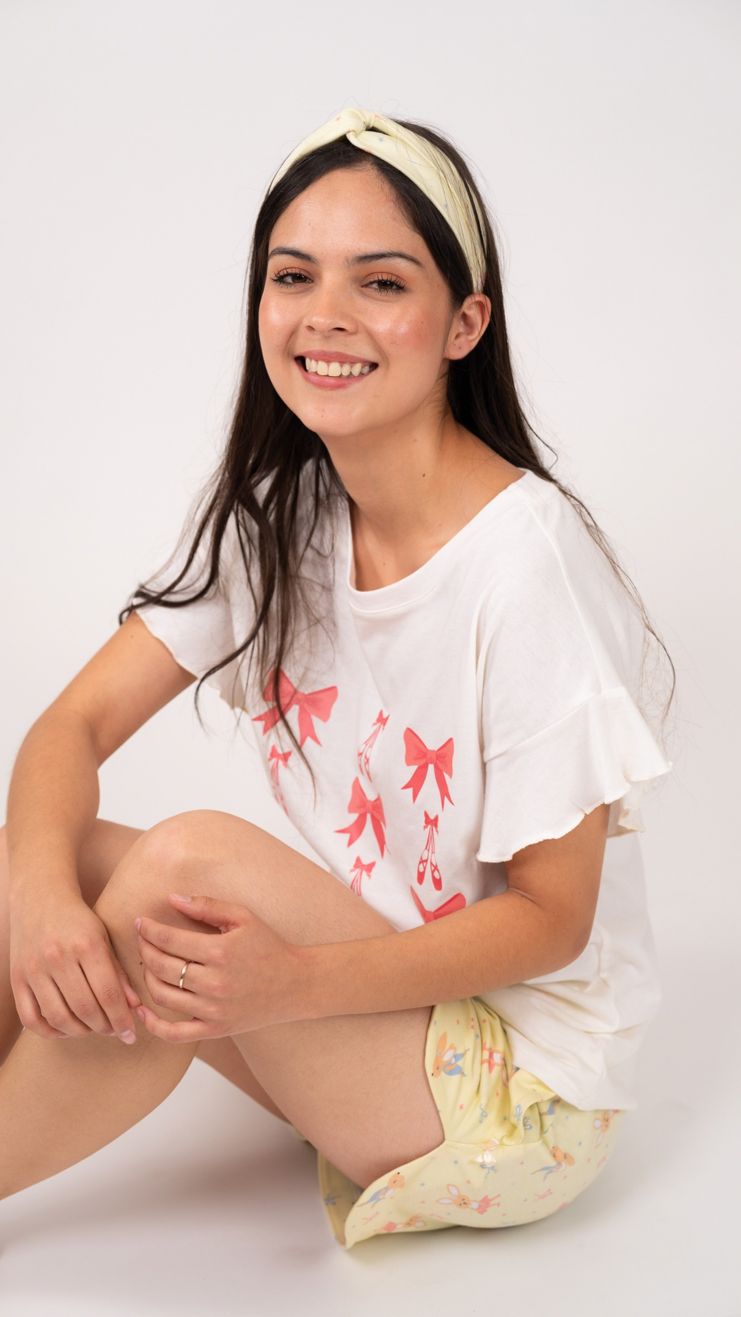 Pijama Clásica Ballet 2 piezas , blusa manga corta , y short con bolsas