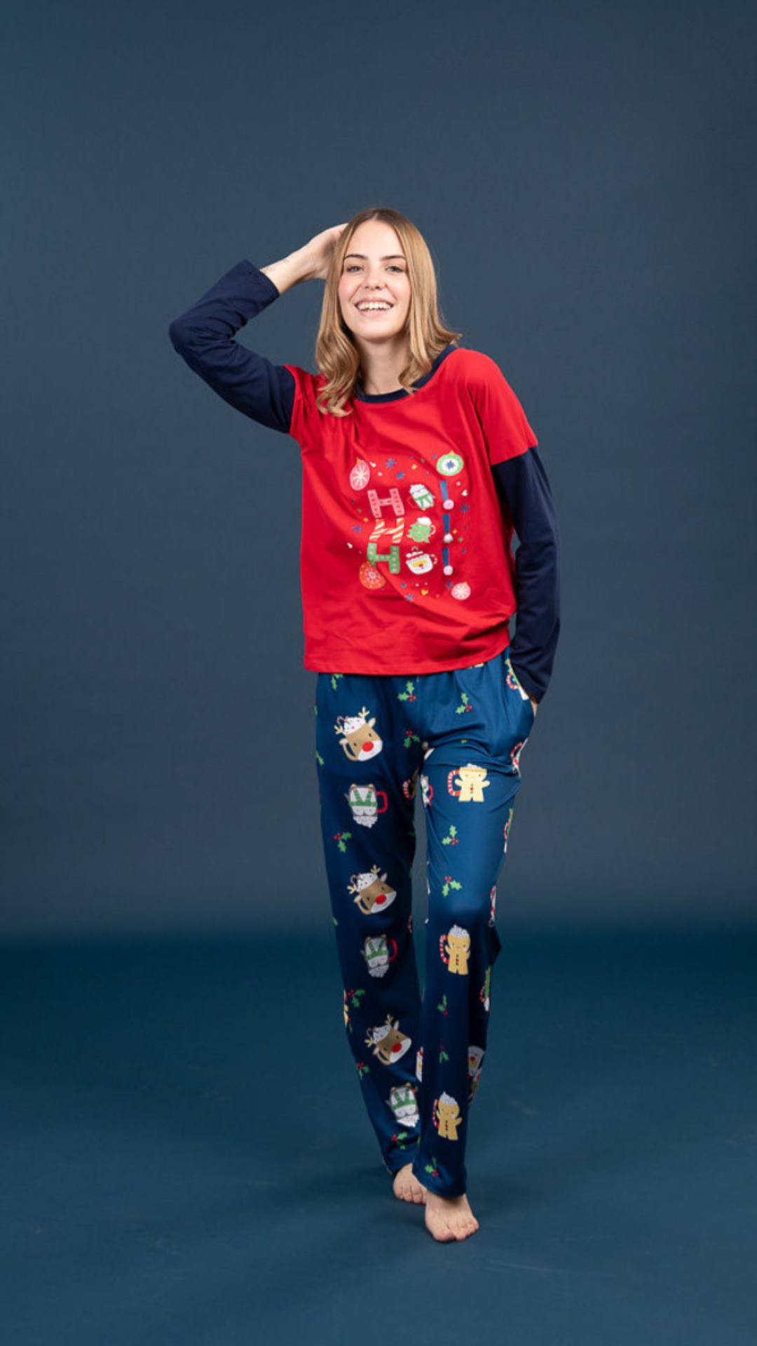 Pijama HoHo 2 piezas , blusa  manga larga  , y pantalón con bolsas 
