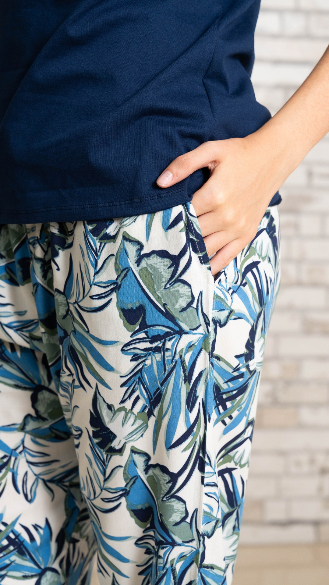 Pijama Clásica Zafiro 2 piezas , blusa  manga corta  , y pantalón con bolsas 