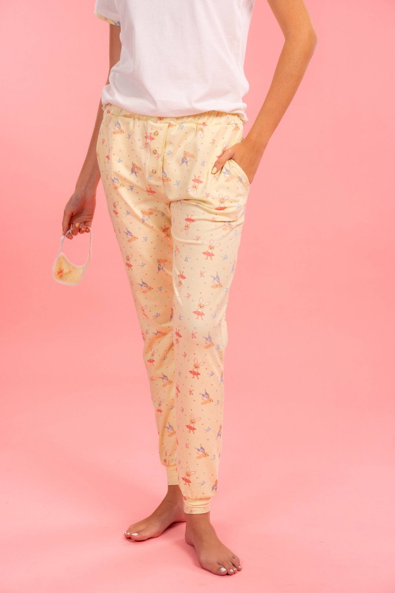 Pijama Rabbit 2 piezas , blusa  manga corta  , y pantalón con bolsas 