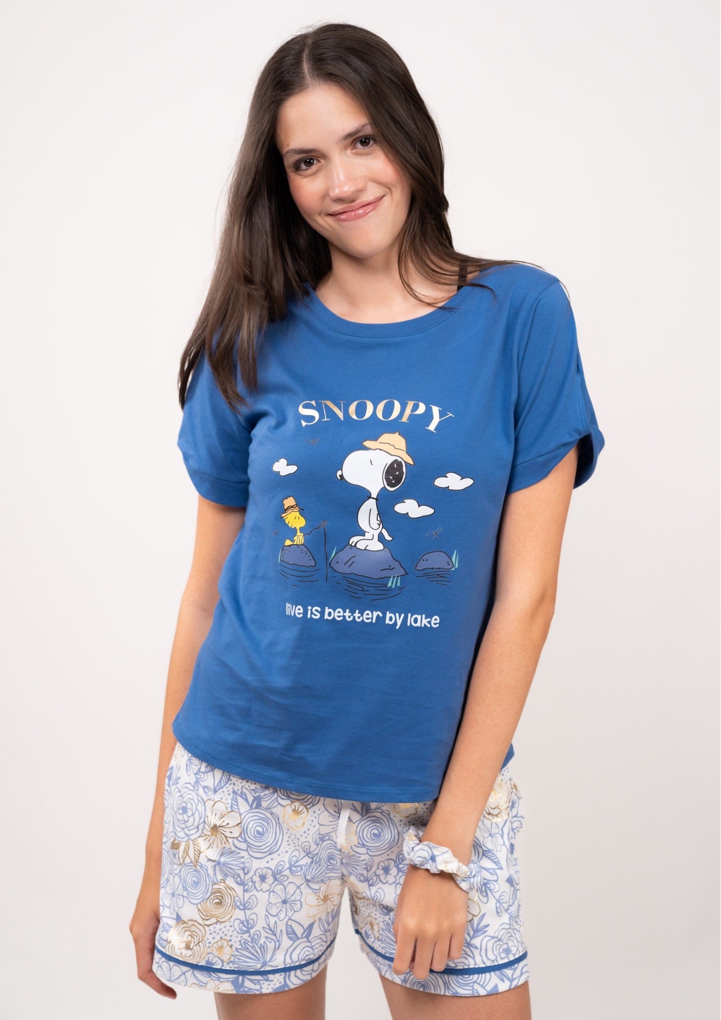 Pijama Fishing Snoopy Blusa manga corta  de short