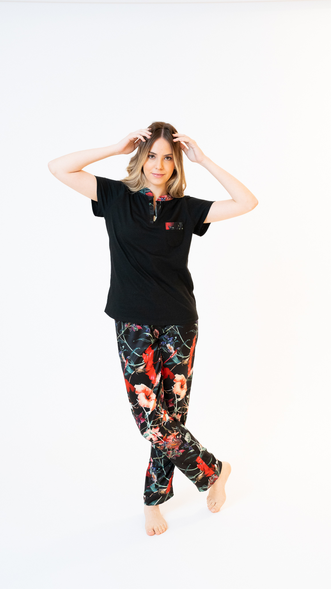 4.7- Pijama clásica Satin print  pantalon
