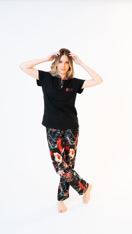 4.7- Pijama clásica Satin print  pantalon