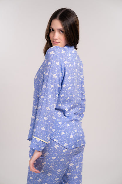 Pijama Camisera  Dove Blusa de botones Manga larga  y pantalón