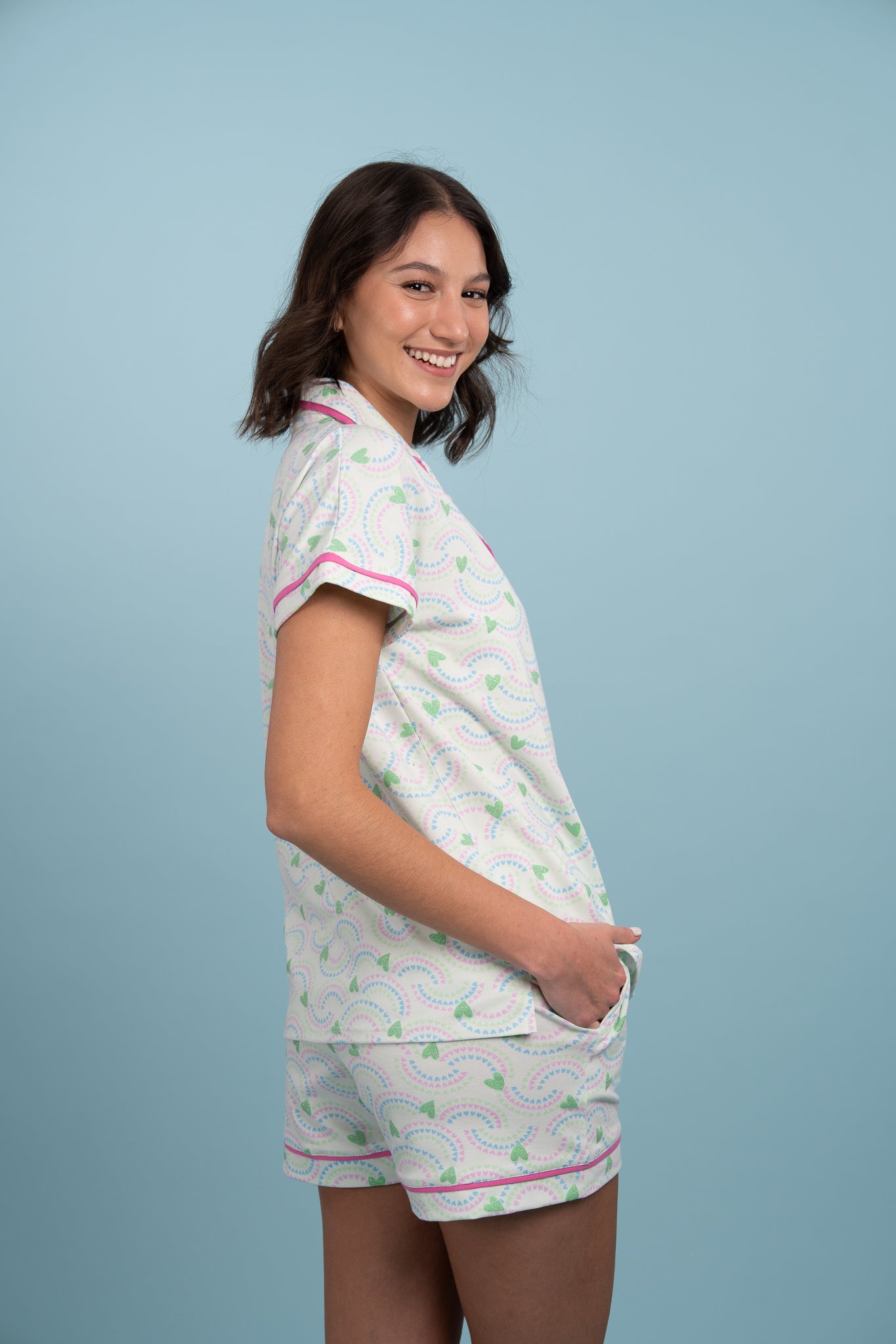 Pijama Camisera Love Mint short