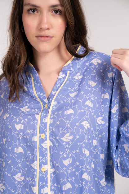 Pijama Camisera  Dove Blusa de botones Manga larga  y pantalón