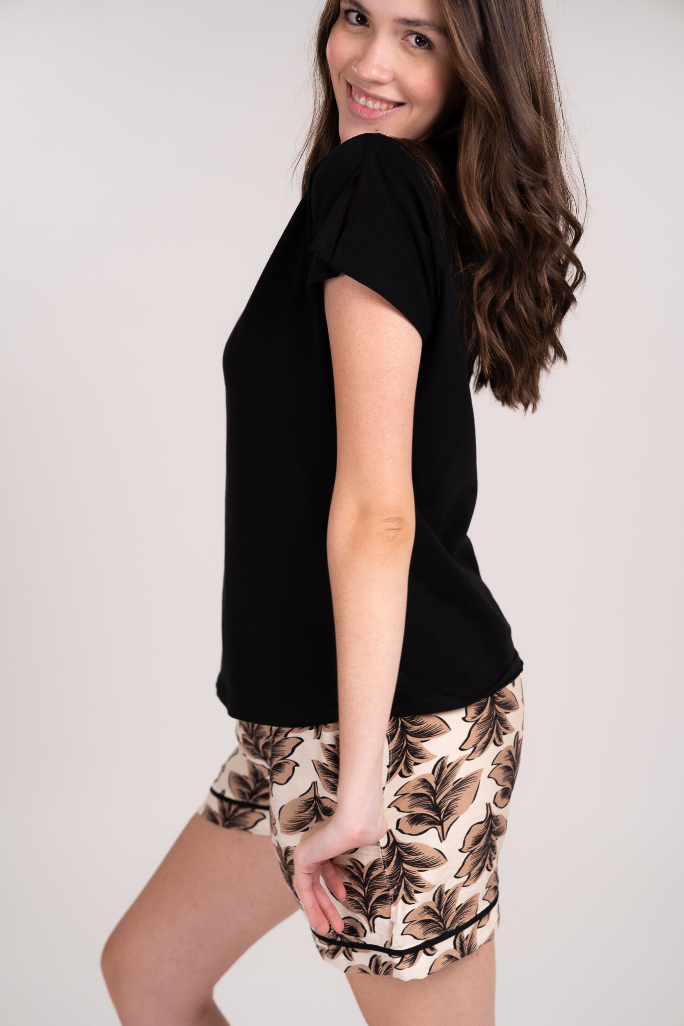 Pijama Clasica Otoño Blusa manga corta de short