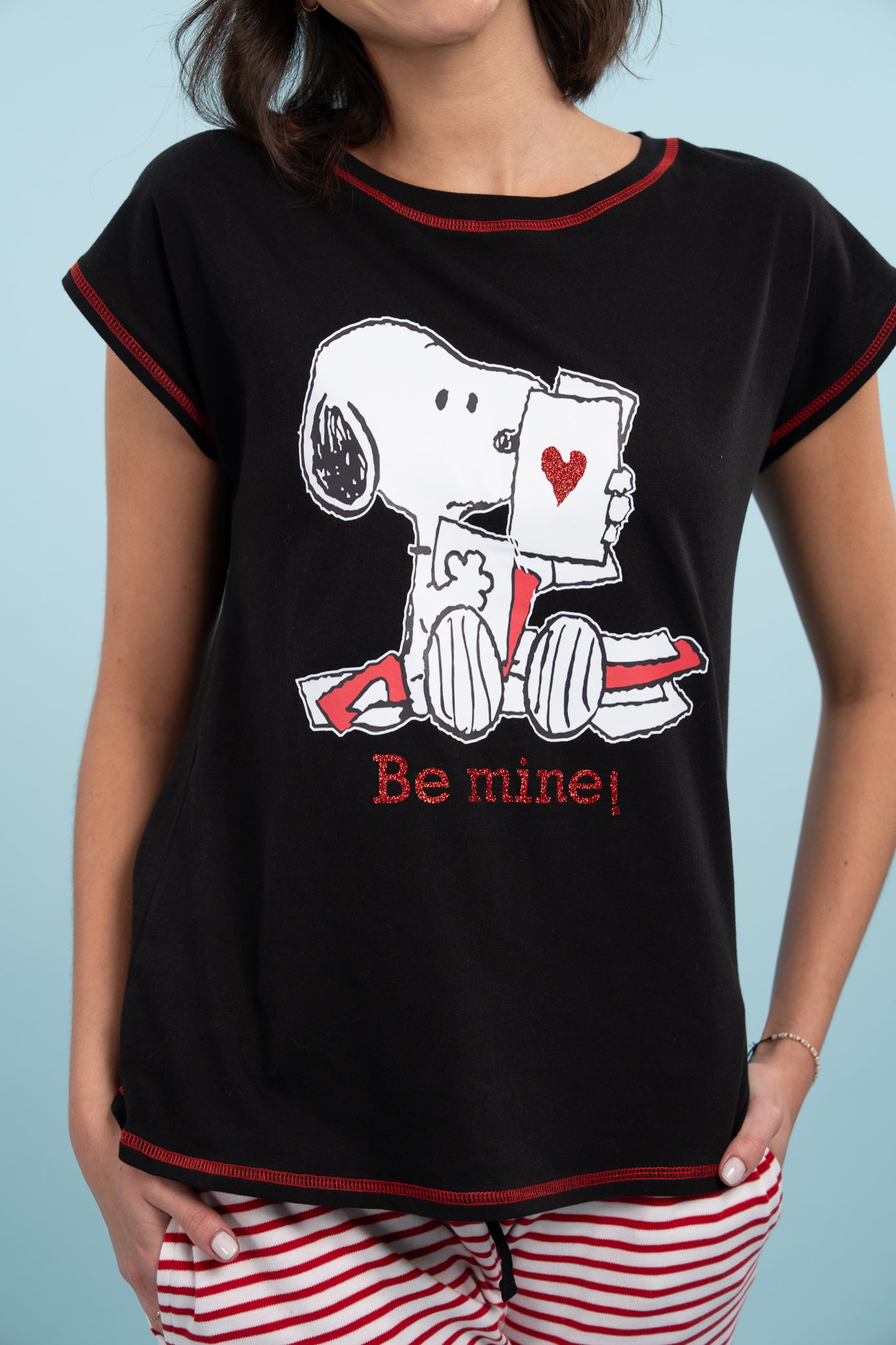 Pijama Clasica Be mine Snoopy Manga corta y pantalon