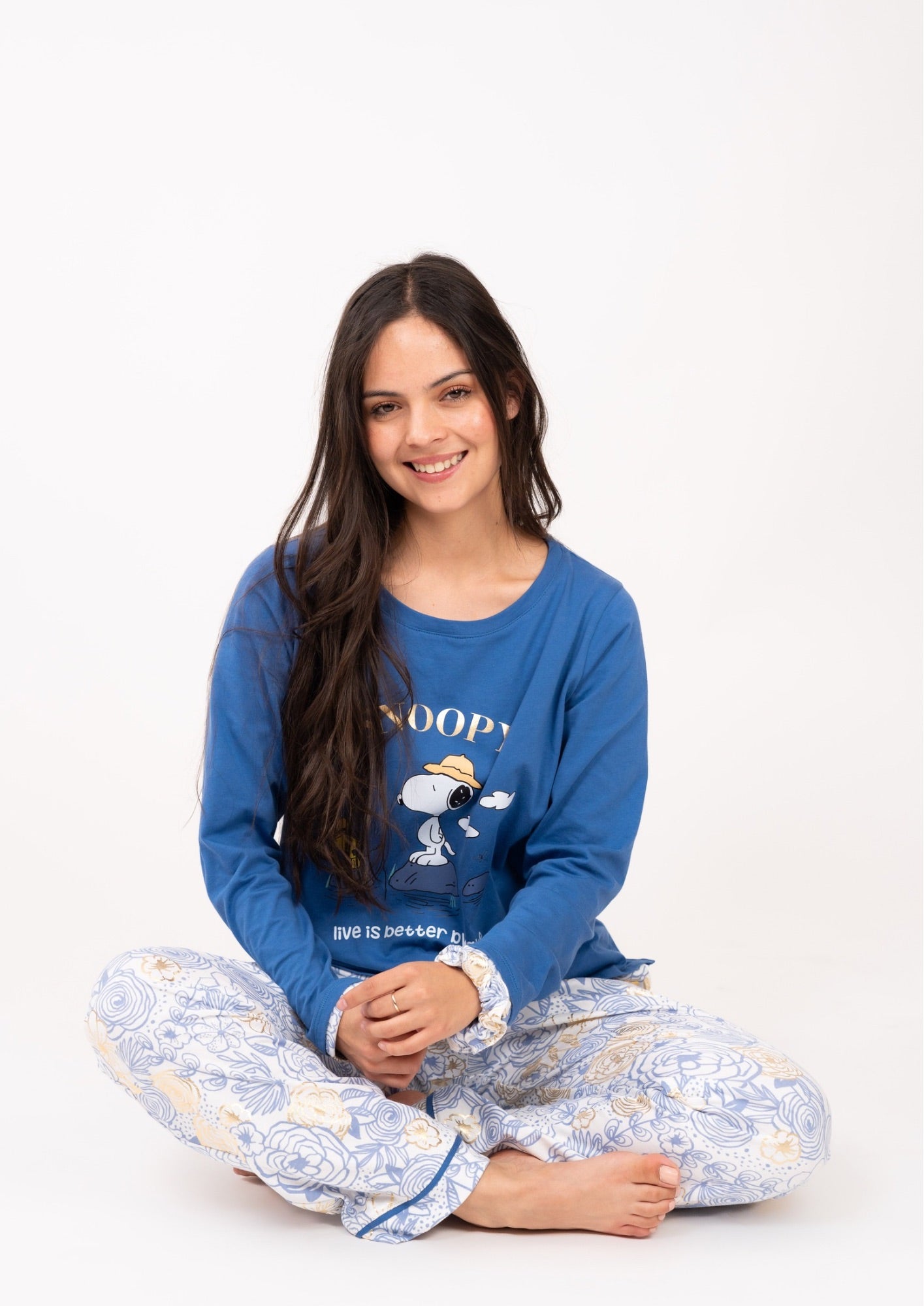 Pijama Fishing Snoopy Blusa manga larga  de pantalón