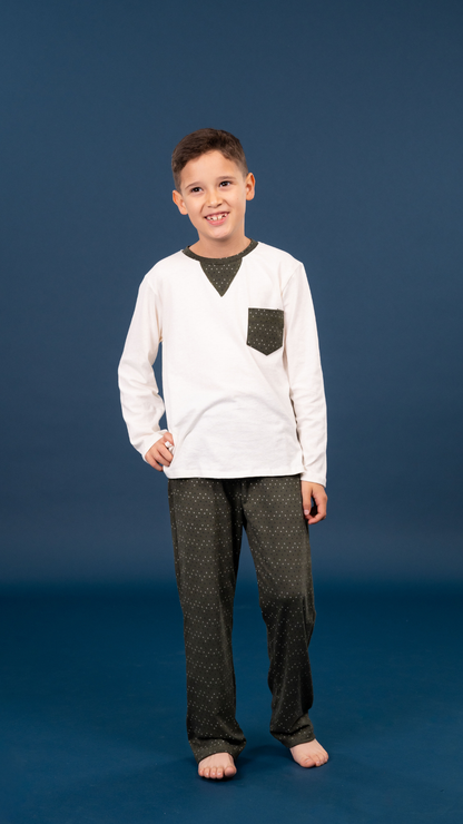 Pijama Erick 2 piezas , blusa  manga larga  , y pantalón con bolsas 