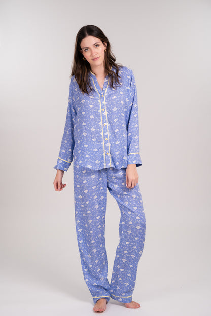 Pijama Camisera  Dove Blusa de botones Manga larga  y pantalón