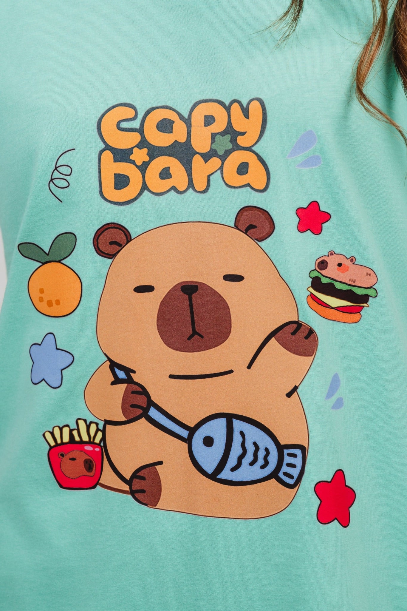Camisón Capibara tipo Playera Serigrafia Woostock elaborado en Algodón 100% tipo tshirt 