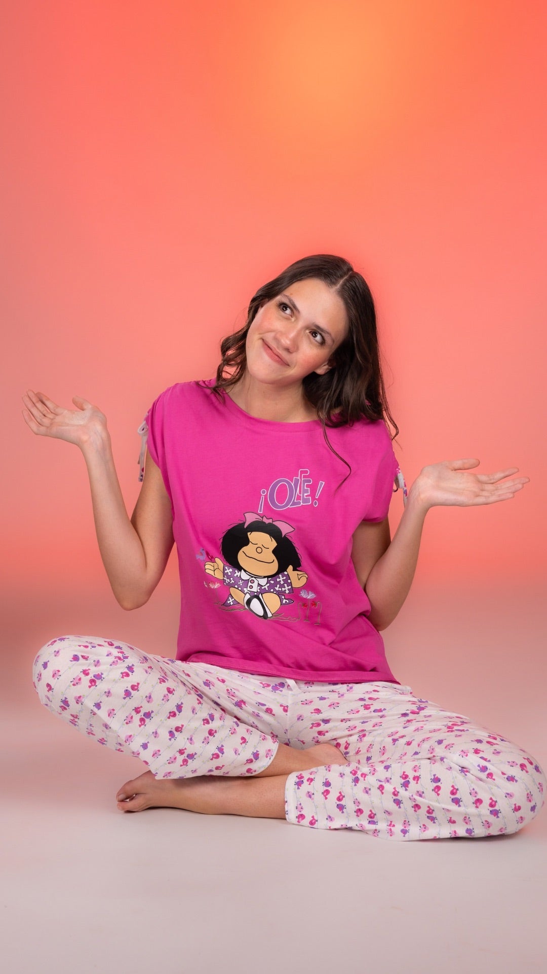 2.3- Pijama Clásica Mafalda Rosa pantalón