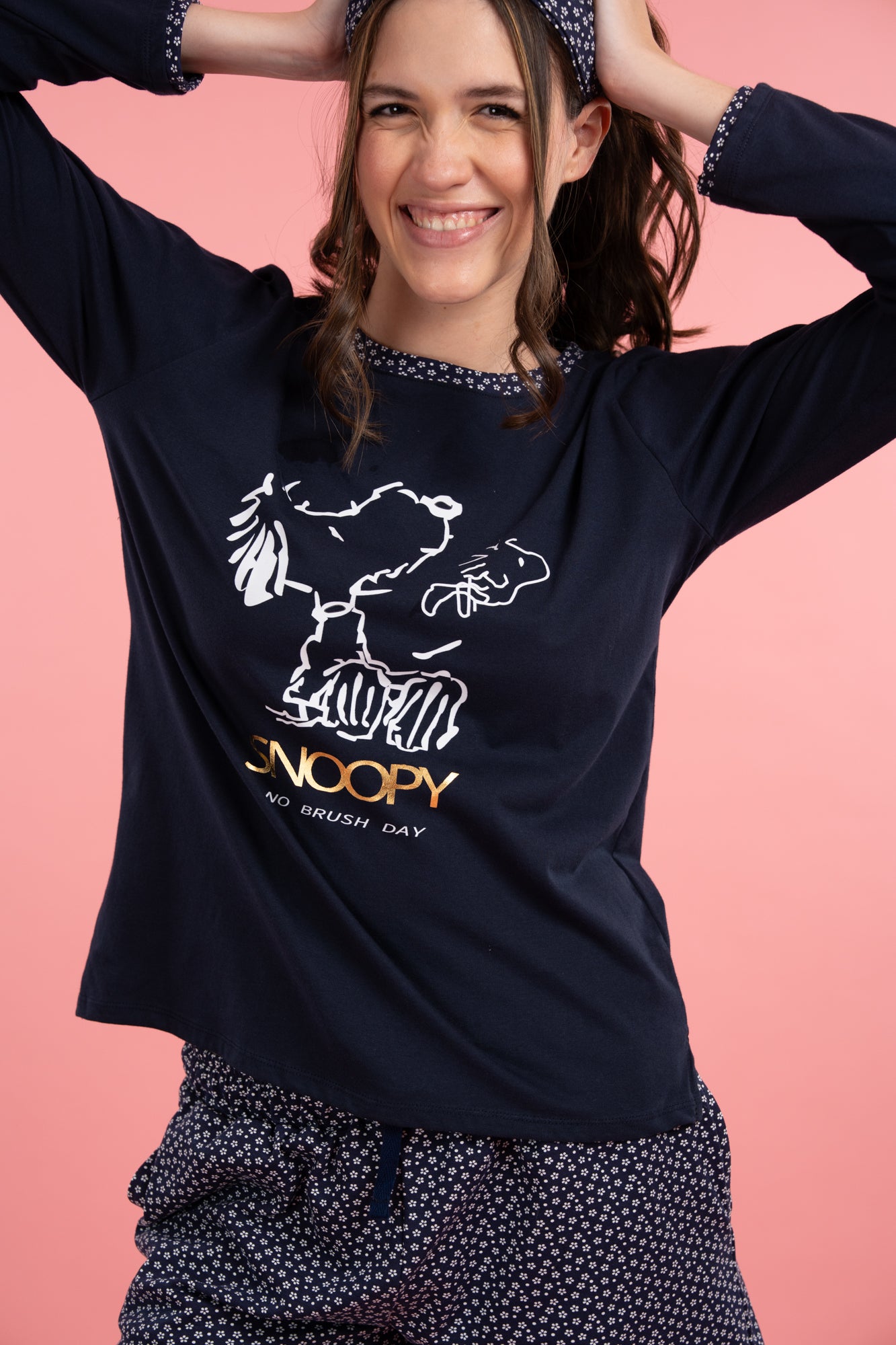 Pijama NO BRUSH SNOOPY 2 piezas , blusa &nbsp;manga larga y short con bolsas