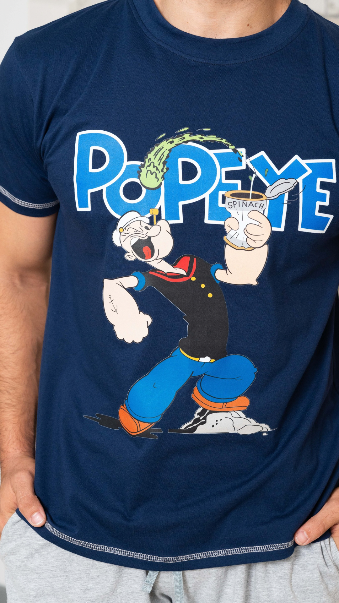 Pijama Popeye de Tshirt manga corta y pantalon recto con bolsas 