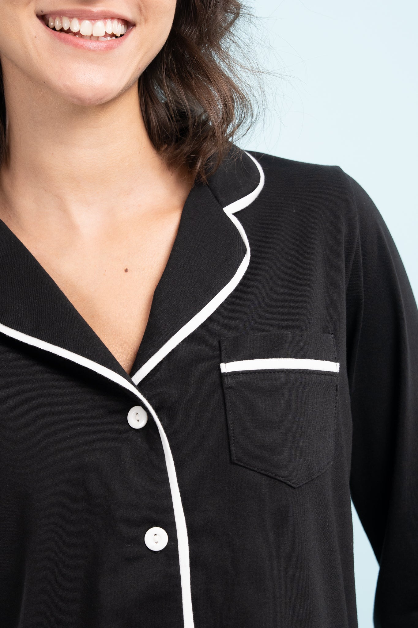 Pijama Camisera Bow Black Manga larga y pantalon