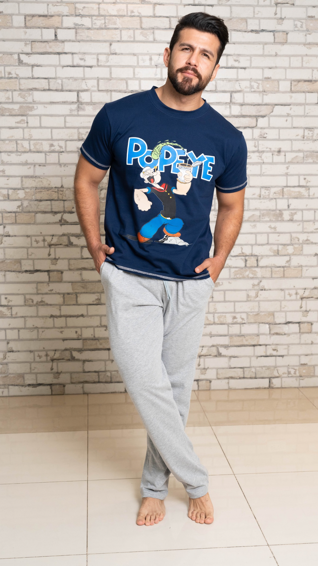 Pijama Popeye de Tshirt manga corta y pantalon recto con bolsas 