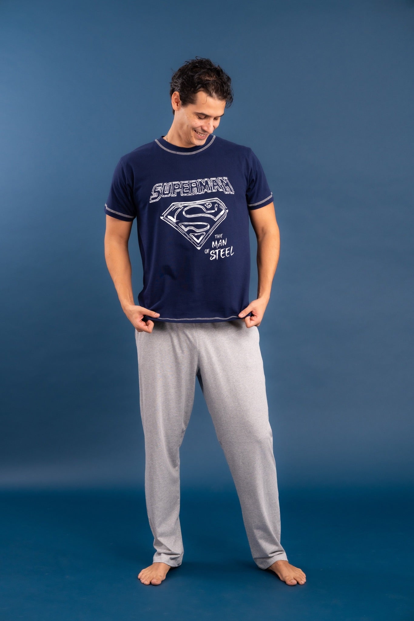 Pijama Superman de Tshirt manga corta y pantalon recto con bolsas 