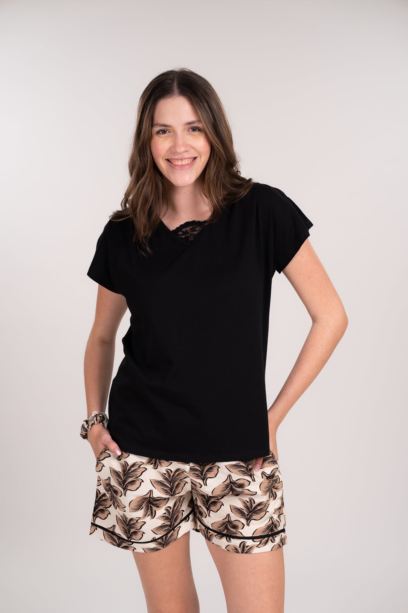 Pijama Clasica Otoño Blusa manga corta de short