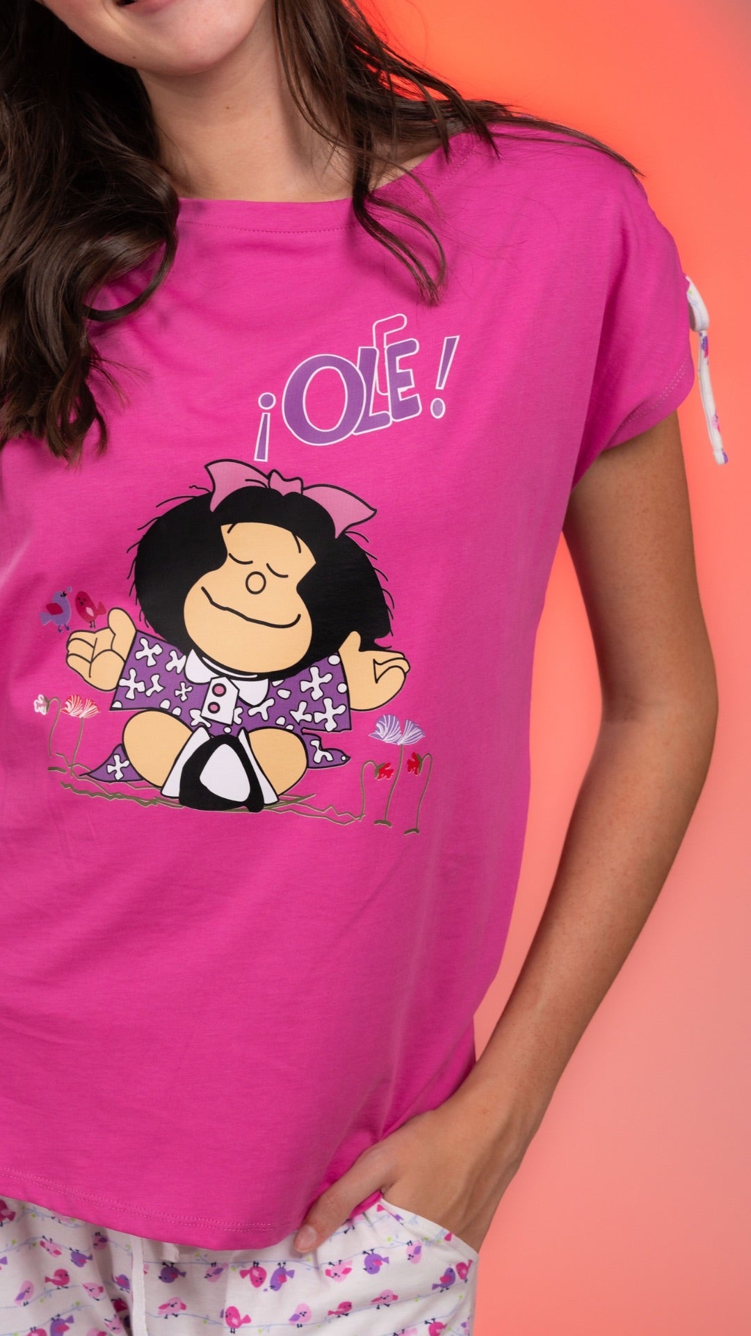 2.3- Pijama Clásica Mafalda Rosa pantalón