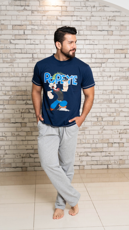 Pijama Popeye de Tshirt manga corta y pantalon recto con bolsas 
