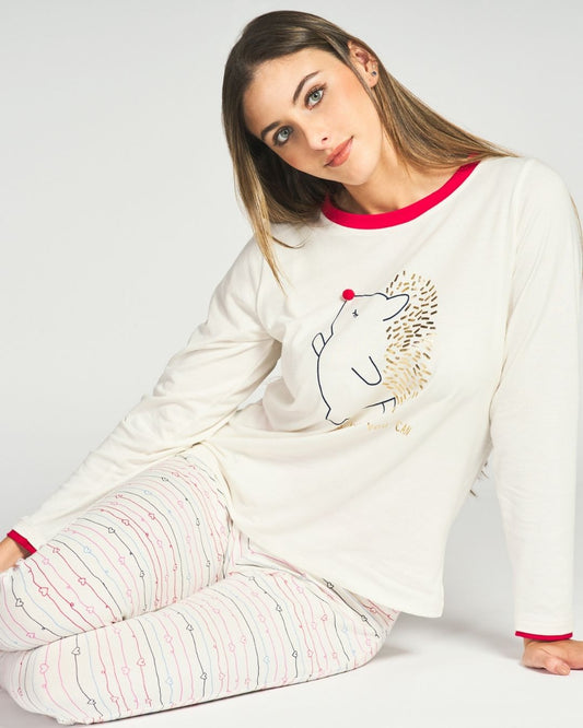 Pijama Puercoespin 2 piezas , blusa  manga corta  , y pantalón con bolsas 
