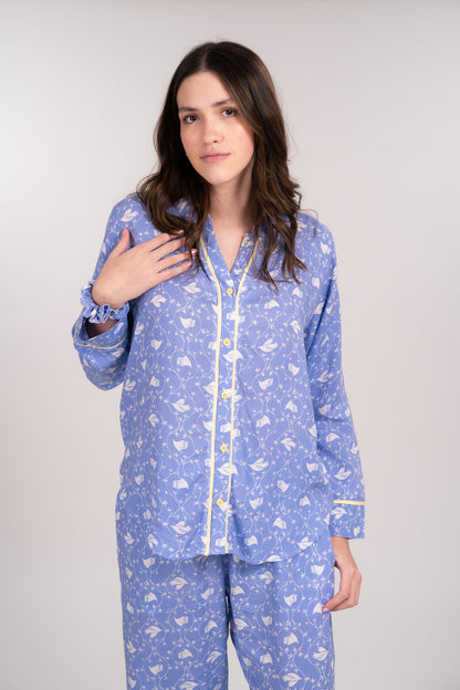 Pijama Camisera  Dove Blusa de botones Manga larga  y pantalón