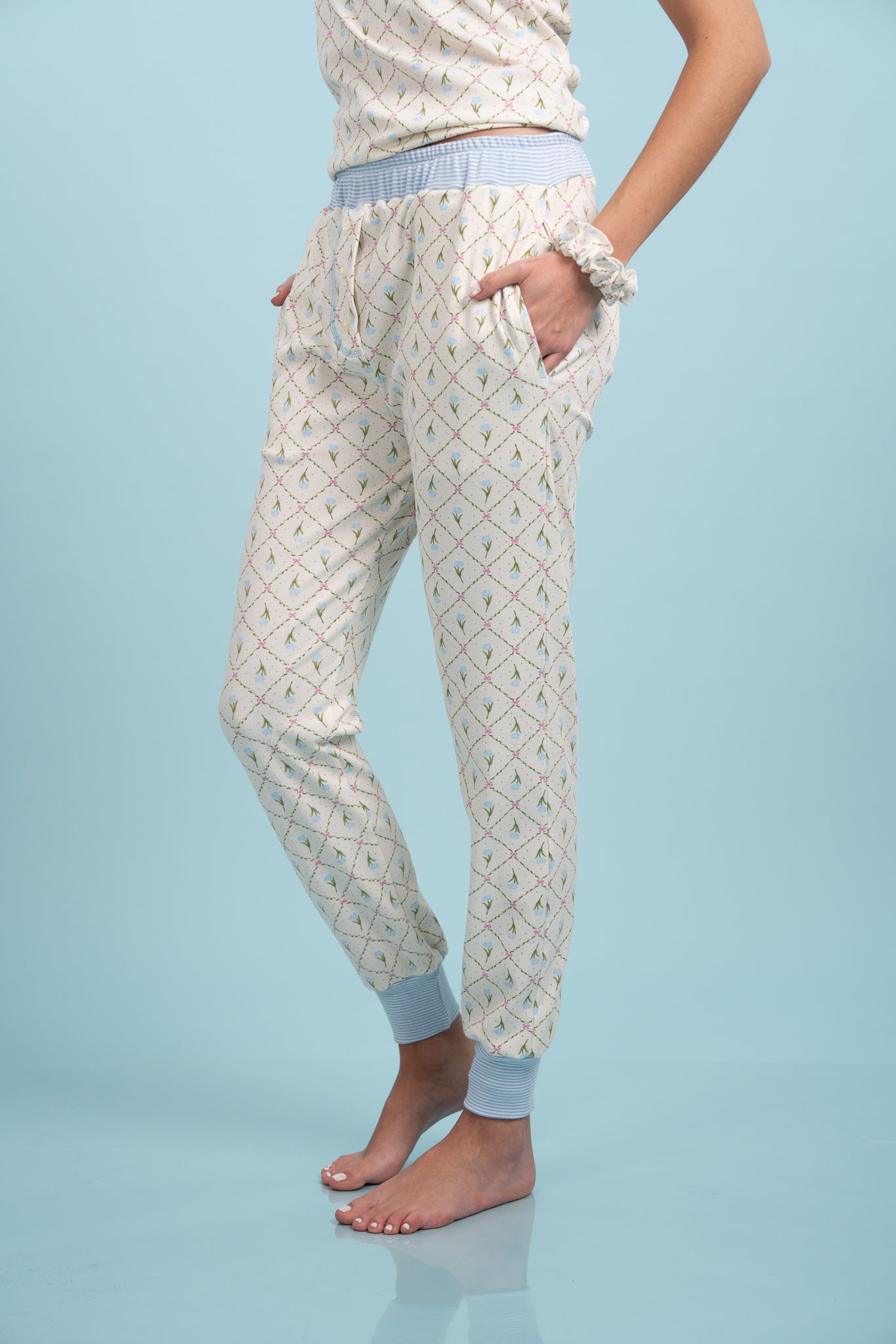 Pijama Clasica Floral Bow Manga corta y pantalon