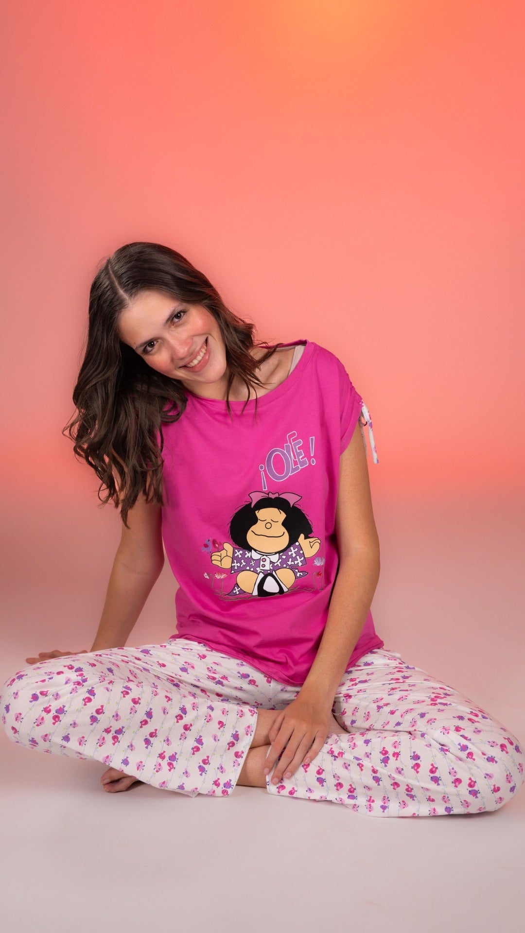 2.3- Pijama Clásica Mafalda Rosa pantalón