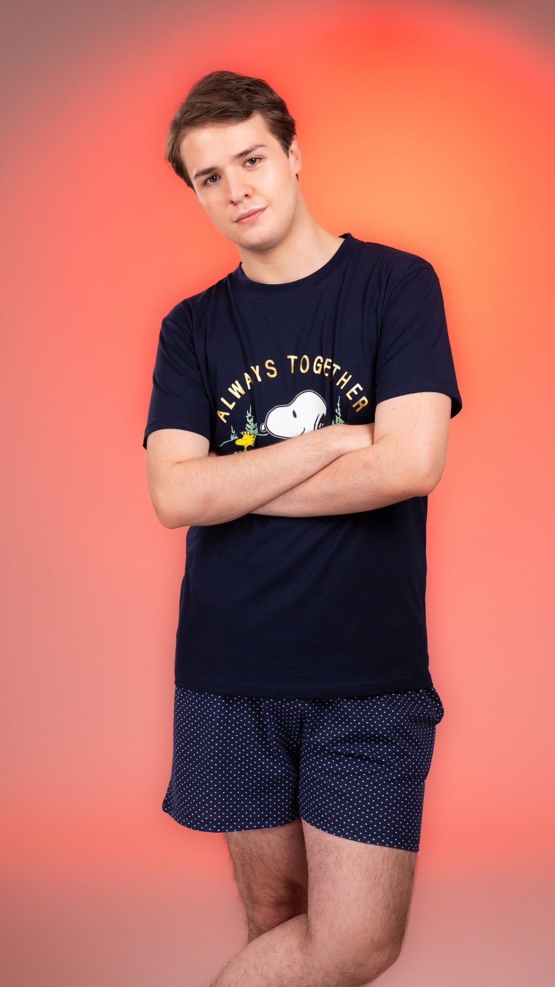 Pijama Clásica Puntitos Snoopy Short Hombre