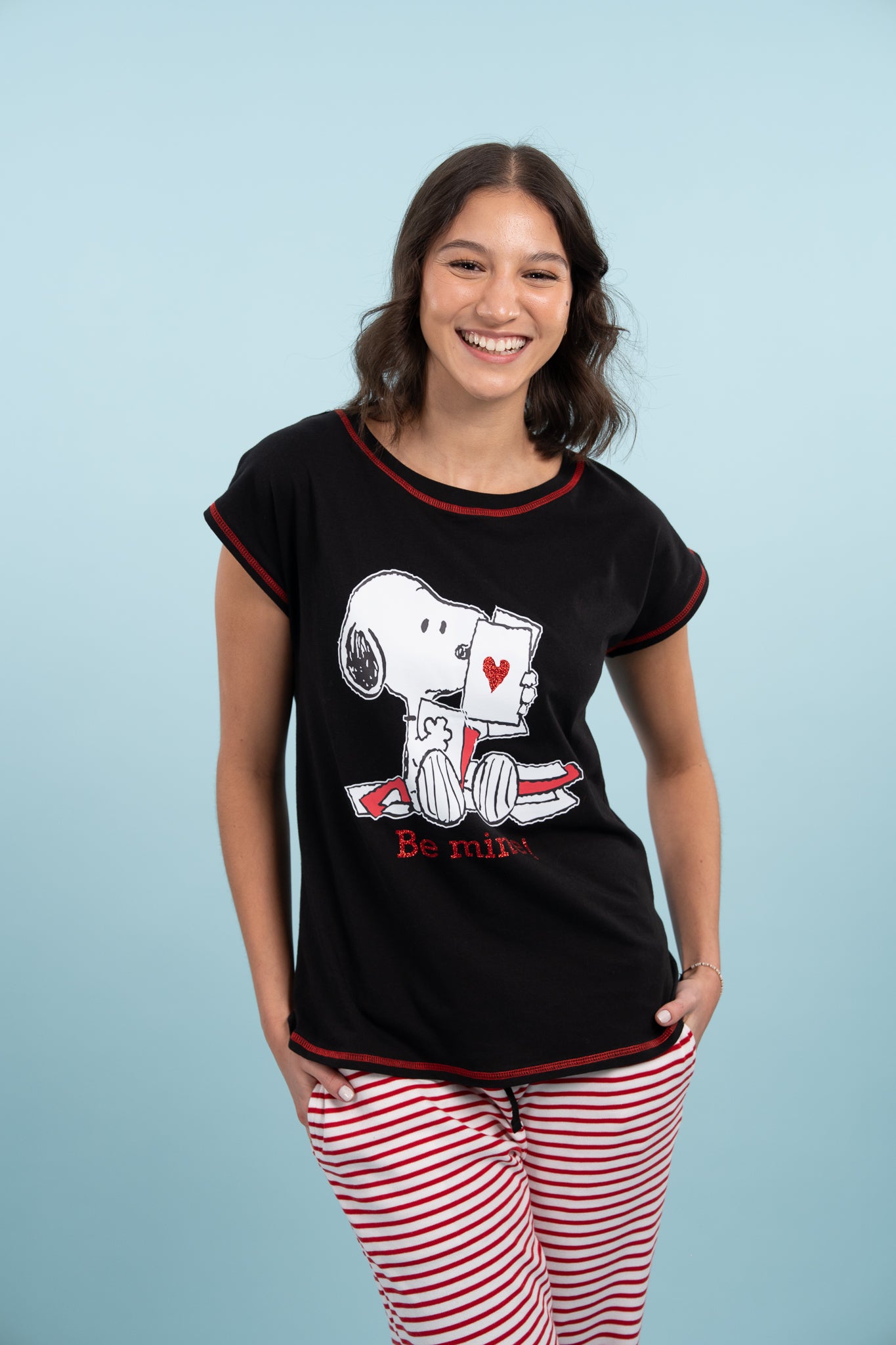 Pijama Clasica Be mine Snoopy Manga corta y pantalon