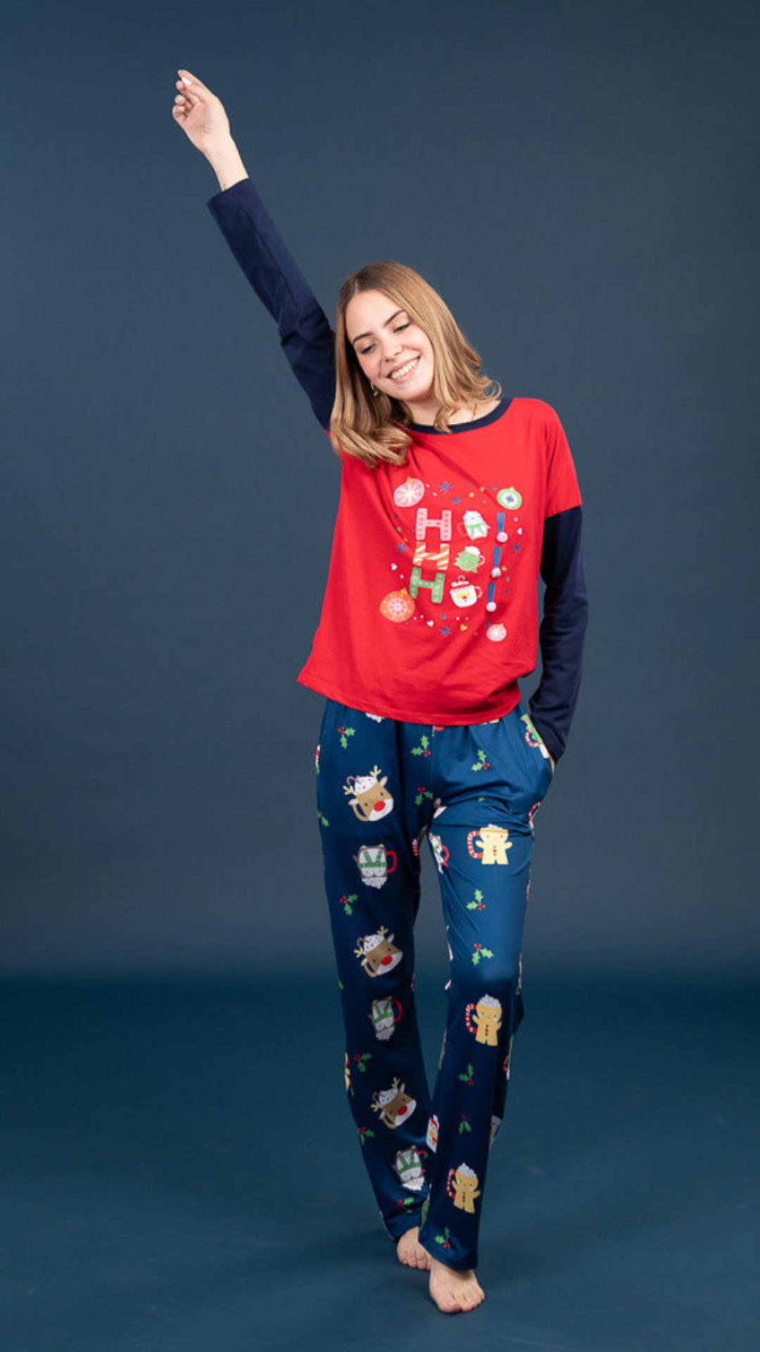 Pijama HoHo 2 piezas , blusa  manga larga  , y pantalón con bolsas 
