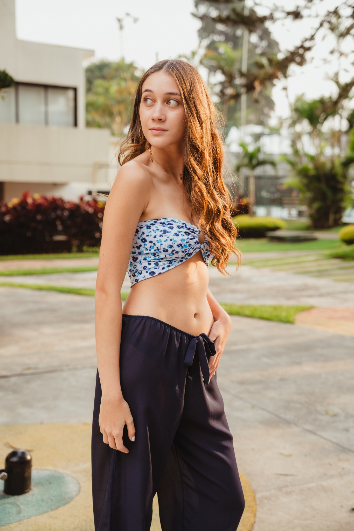 Set Alisson 2 piezas , Top print   , y pantalón  con bolsas 