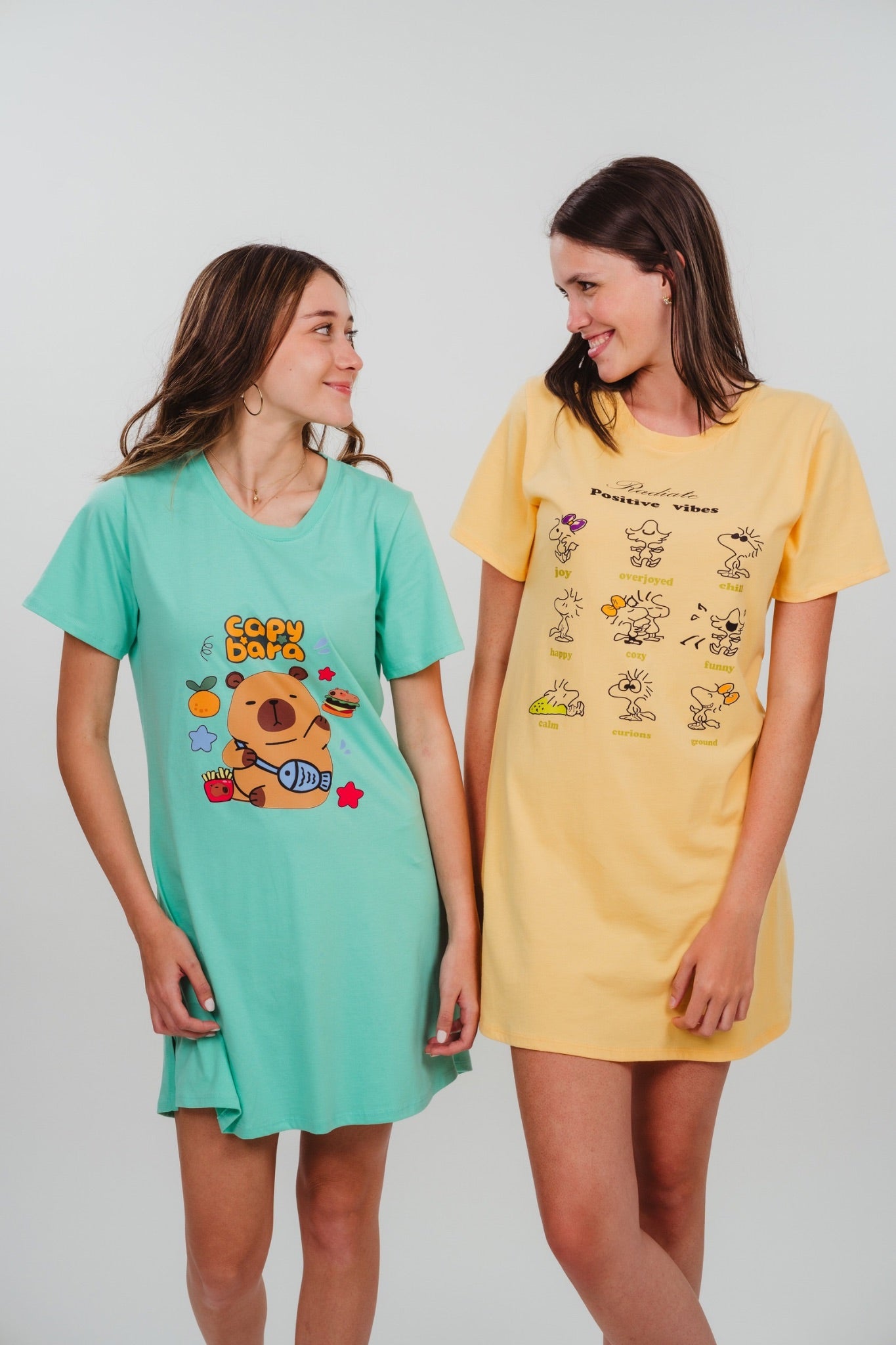 Camisón Capibara tipo Playera Serigrafia Woostock elaborado en Algodón 100% tipo tshirt 