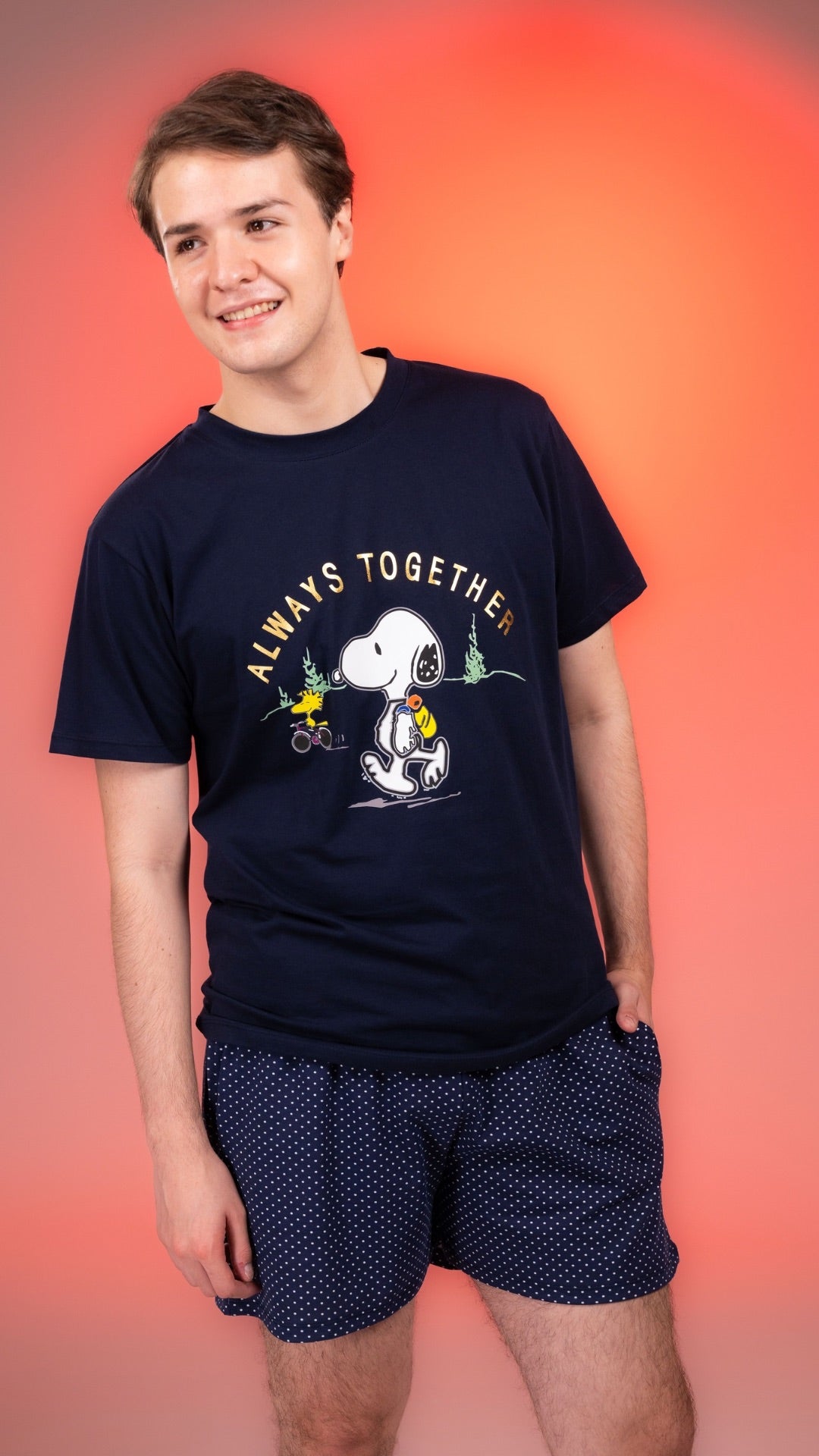 Pijama Clásica Puntitos Snoopy Short Hombre