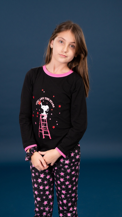 Pijama Star Snoopy 2 piezas , blusa  manga larga   , y pantalón con bolsas 