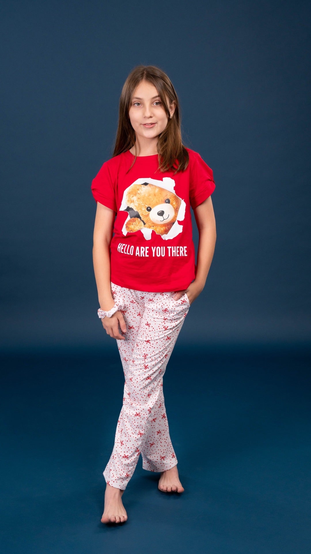 Pijama Teddy 2 piezas , blusa  manga corta  , y pantalón con bolsas 