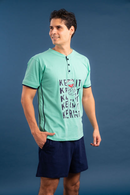 Pijama Rene 2 piezas , camisa  manga corta  , y short con bolsas