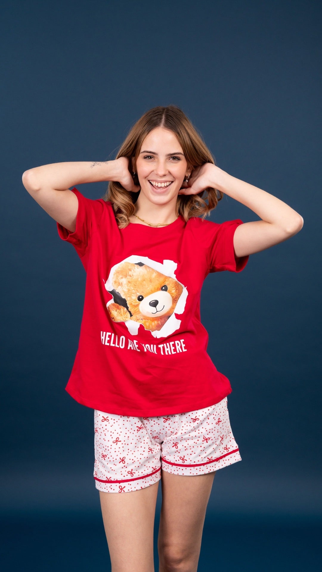 Pijama Teddy 2 piezas , blusa  manga corta  , y short con bolsas 